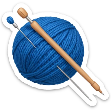 ball of wool with a knitting needle sticker