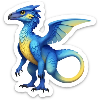  Cool Edgy blue-yellow-black-gradient ethereal badass Raptor-Fionbri-Vernid-Trico-animal-creature full body  sticker