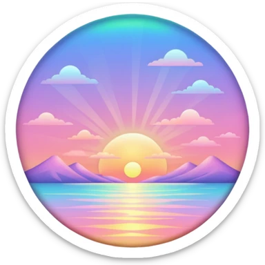 Pastel colorful iridescent shiny pale light whitish sunset deco  sticker
