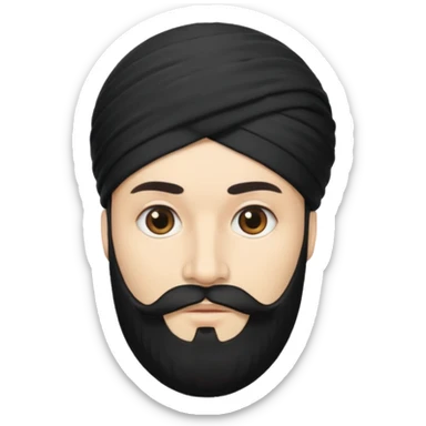 Make me an emoji of a man wearing a black turban, with a beard, and white skin. sticker