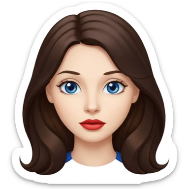 Woman with fair skin long brunette hair dark blue eyes and full lips sticker