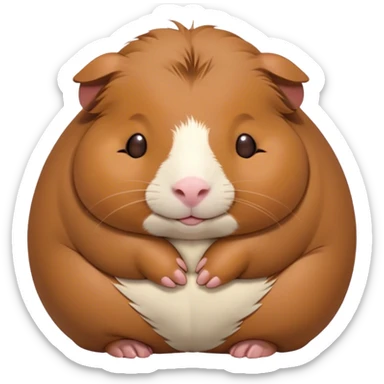 Meme-Worthy Cute Sleeping Brown Guinea Pig Portrait Emoji, Head resting peacefully with a contented smile, showcasing a delightfully chubby build and a luxuriously soft brown coat, eyes shut in a serene, cozy nap, Simplified yet hilariously adorable features, highly detailed, glowing with a soft, drowsy light, high shine, relaxed and utterly lovable, stylized with an air of playful laziness, bright and heartwarming, soft glowing outline, capturing the essence of a comically sleepy guinea pig, so meme-worthy it feels like it could instantly become the next viral sensation of adorable slumber! sticker