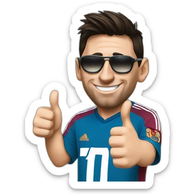 lionel messi with sunglasses and argentinan tshirt doing thumbs up sticker