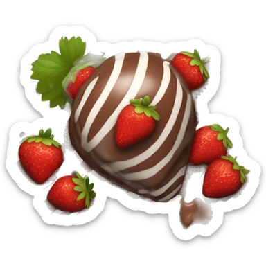 Chocolate covered strawberry with white stripes sticker