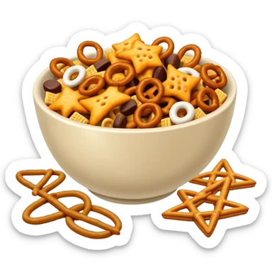 Snack mix with cheez its, bugles and pretzels sticker