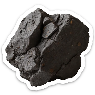 Remove the background from the image, keep only the iron ore with realistic mineral texture, rough, metallic, natural appearance, isolated with no background. sticker