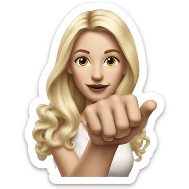 Blonde elegant women with LONG HAIR, her Body Covered with Tattoos, POINTING YOU FORWARD with her HAND with INDEX FINGER, Hyper Realistic sticker