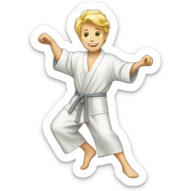 Blond White boy dancing in à grey bathrobe sticker