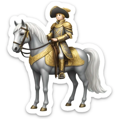Gilded saddle vintage gray piebald horse gilded robes sticker
