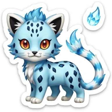 Icy Elemental Pawny Cute Innocent Liepard-Amaura-Litten-Sprigatito-Pokémon-fusion-creature (full body) sticker