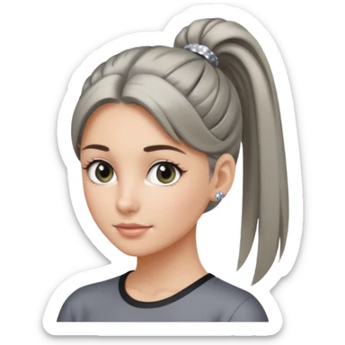 A cool woman with her hair tied in a ponytail, sparkling gray eyes, and smooth, fair skin; very beautiful. sticker