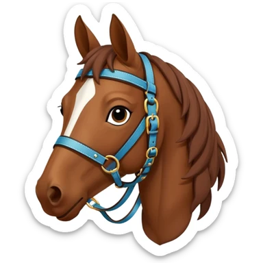 Hermès-style horse head with elegant leather harness, simple, cute sticker