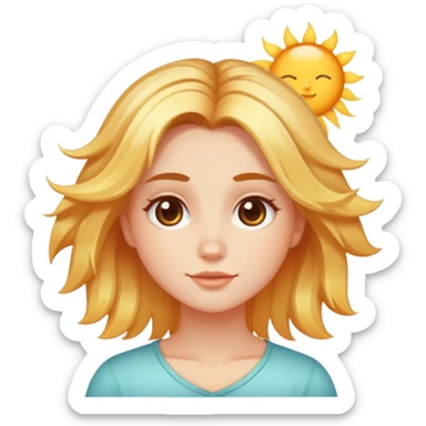 Una joven de cabello rayito con carita redonda bonita sticker