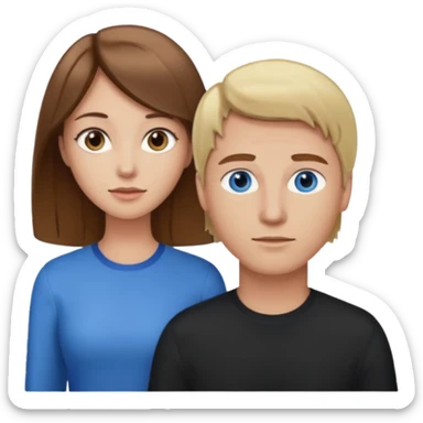 Fata care are ochii caprui si care are paru maro si care este langa un barbat blond cu ochiu albastrii sticker