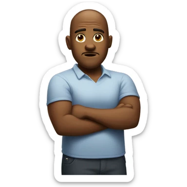 Generate a character shrugging or crossing arms expressing the word "unnecessary" sticker