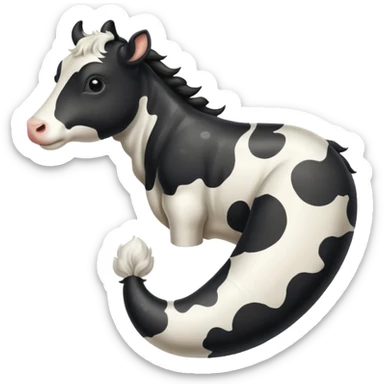 realistic white and black spotted cow tail slight curl at the end sticker