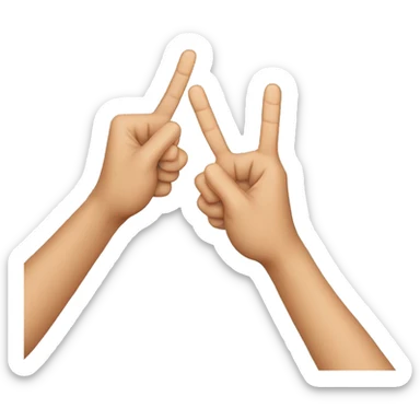 Hands with raised index fingers positioned front and back sticker