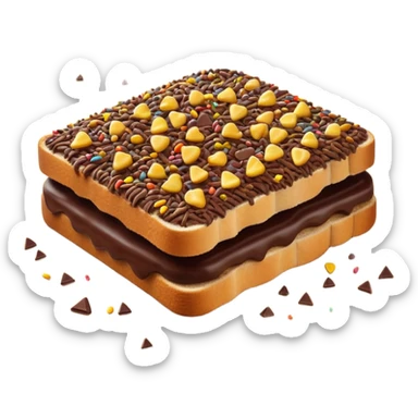 hagelslag-cinematic-realistic-hagelslag-treat-emoji,-depicted-as-crunchy-chocolate-sprinkles-scattered-on-a-slice-of-buttered-bread,-rendered-with-vivid-textures-and-playful,-inviting-lighting. sticker