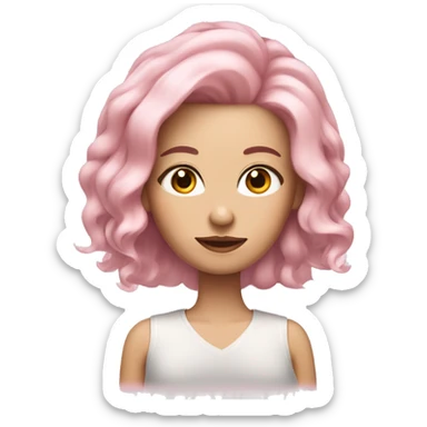 hairut lady with soft pink hair, fair skin sticker