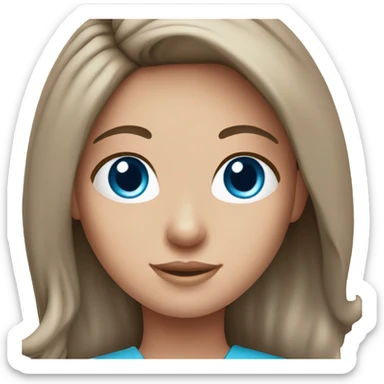 pretty blue-eyed brunette nurse with long hair in pink scrubs sticker