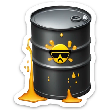 oil drum with hazardous waste and sunglasses leaking oil sticker