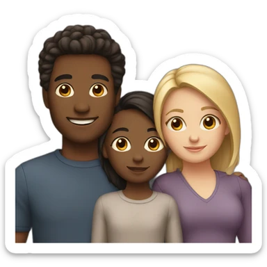 interracial couple with two kids sticker