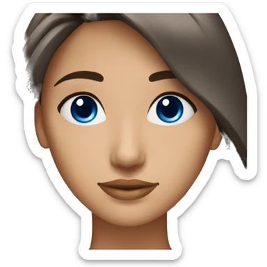 femme brune aux yeux bleus sticker