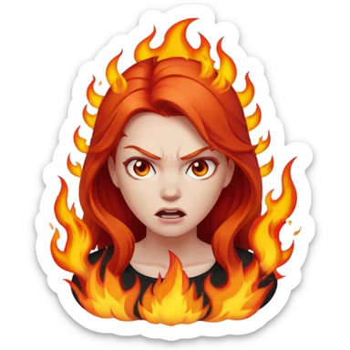 burning angry bodybuilder red haired woman sticker