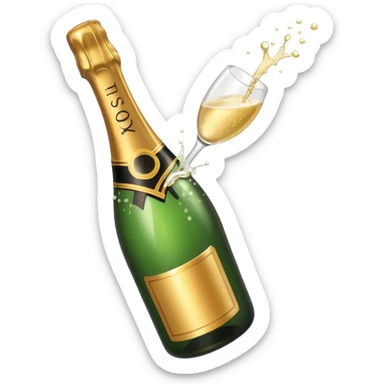 Champaine bottle squirt sticker