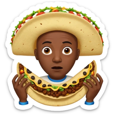 Bald black man looking surprised in a taco sticker