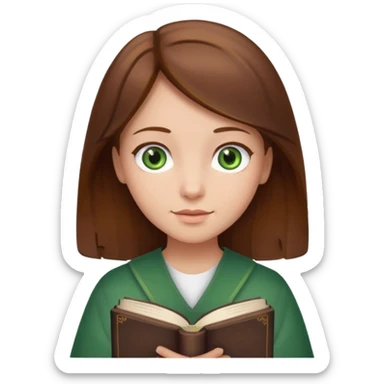 Girl with brown hair and green eyes holding Bible  sticker