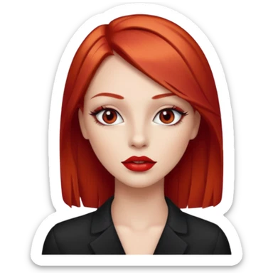 una chica con los labios y los ojos maquillados, de piel blanca con el pelo liso y largo y pelirrojo sticker