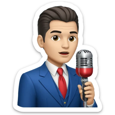 cinematic - musician Falco sings on a retro antique microphone sticker