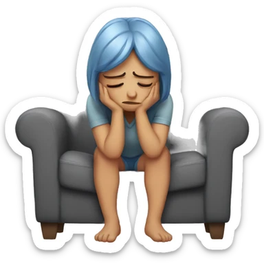 sad cozy girl crying on the couch  sticker