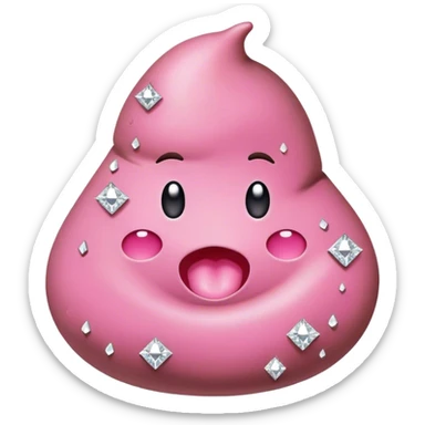 caca rosada con diamantes como resto incrustado sticker