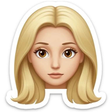 Blonde woman with long hair Light brown eyes, huge eyelashes and white skin sticker