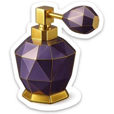 Make this purple perfume bottle look more luxurious with elegant details and add gold accents. Keep the background transparent. sticker