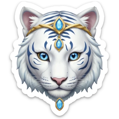 ESO Female white tiger khajiit leader of the umbral rose, blue eyes, blue 'third eye' gem, something symbolizing leadership ruling  sticker