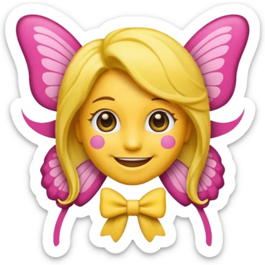 Emoji qui sourire qui fais un doigt d’honneur et un noeud dans les cheveux sticker