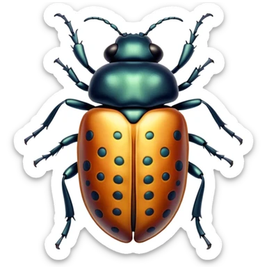 Beautiful and Majestic Beetle Portrait Emoji, Head and body rendered in serene repose with a gentle, content smile, showcasing a robust, intricately patterned exoskeleton with softly closed eyes in tranquil slumber, Simplified yet exquisitely endearing features, highly detailed, glowing with a soft, drowsy metallic light, high shine, relaxed and utterly noble, stylized with an air of timeless natural grandeur, soft glowing outline, capturing the essence of a beautiful and majestic beetle that embodies the refined strength of nature! sticker