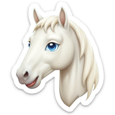 Cinematic Cute Yawning White Horse Portrait Emoji, Head tilted slightly with a dramatic, wide-open yawn, revealing a soft white fur with a subtle shimmer, floppy ears slightly drooping, round blue eyes barely open in drowsy contentment, Simplified yet irresistibly adorable features, highly detailed, glowing with a soft, cozy glow, high shine, relaxed yet expressive, stylized with a touch of whimsy, bright and endearing, soft glowing outline, capturing the essence of a sleepy yet affectionate horse, so drowsy it feels like it could stretch out of the screen and curl up for a nap! sticker