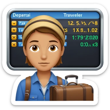 Traveler character with Looking toward a departure board  sticker