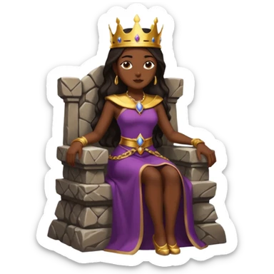Dark queen seated on stone throne, relaxed dominance, heavy shadows, coldDark queen seated on stone throne, relaxed dominance, heavy shadows, cold sticker