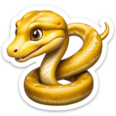 cinematic-cute-anaconda-portrait-emoji,-head-tilted-playfully-and-inquisitively,-with-a-sleek,-shimmering-body-adorned-with-detailed-scale-sriped patterns-and-round,-sparkling-eyes-full-of-wonder,-simplified-yet-irresistibly-adorable-features sticker