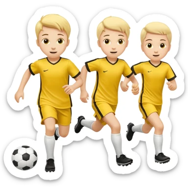 kids play soocer in yellow dress, boys sticker