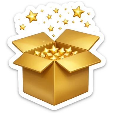emoji of open box with sparkles jump out of the box sticker