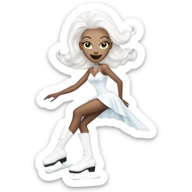 a white drag queen with bald head ice skating sticker