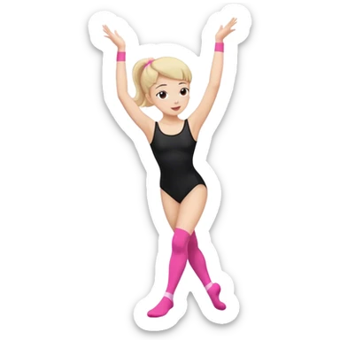 sport stretch dancer in black leotards and pink socks who talk sticker