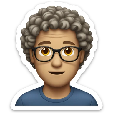 Nerdy white man with curly hair  sticker