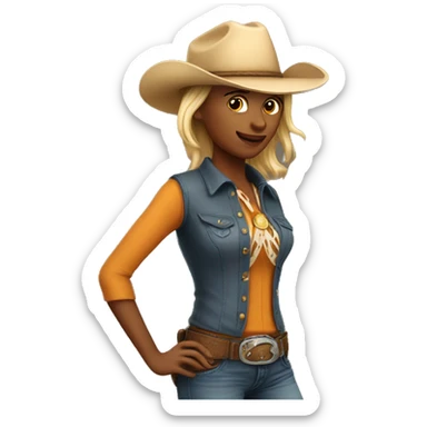 a cowboy with hat woman sticker